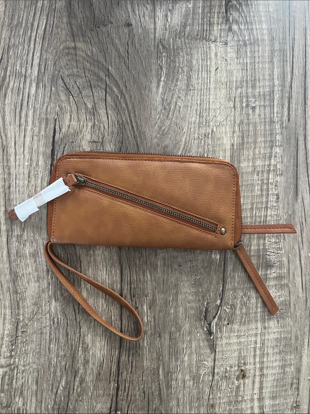 Free People Vegan Leather Diagonal Zip Wristlet Wallet